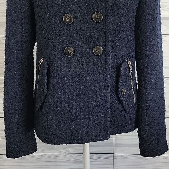 Gap wool blend double-breasted peacoat in blue Women's Size S - Picture 3 of 14